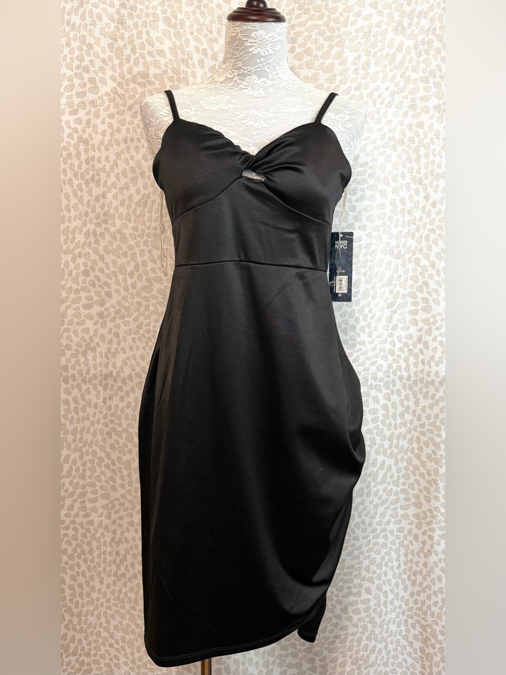 Madden NYC Classic Black Spaghetti-Strap Dress